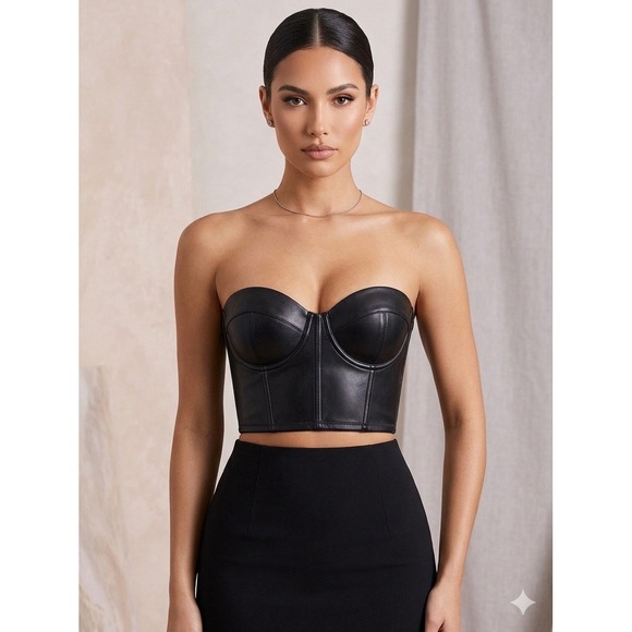 Victoria's Secret Other - Victoria's Secret "Very Sexy" Faux Leather Balconet Corset Top Festival Grunge
